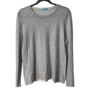 J. McLaughlin light gray and white Lenny sweater, white snake pattern, XL